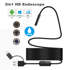 Y101 8mm Spiral Head 3 In 1 Waterproof Digital Endoscope Inspection Camera, Length: 2m Hard Cable, Length: 2m Hard Cable