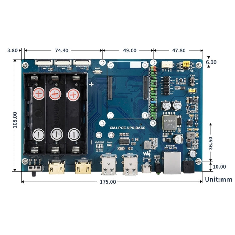 Waveshare PoE UPS Base Board for Raspberry Pi CM4, Gigabit Ethernet, Dual HDMI, Quad USB2.0, PoE UPS Base Board Waveshare PoE UPS Base Board for Raspberry Pi CM4, Gigabit Ethernet, Dual HDMI, Quad USB2.0, PoE UPS Base Board