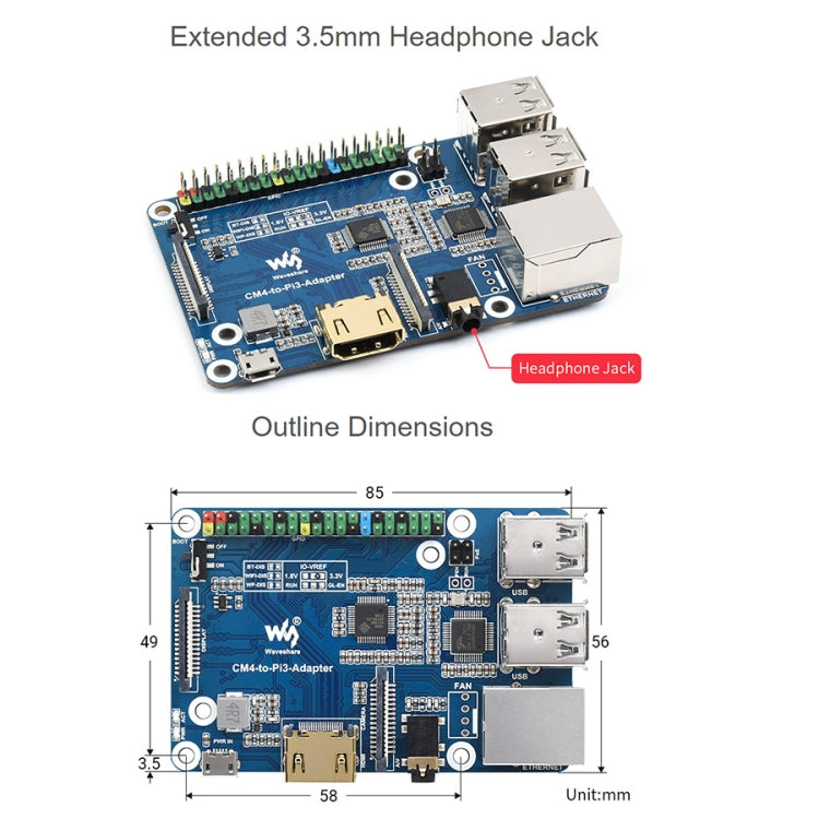 Raspberry Pi CM4 To 3B Adapter for Raspberry Pi 3 Model B/B+, Pi CM4 To 3B Raspberry Pi CM4 To 3B Adapter for Raspberry Pi 3 Model B/B+, Pi CM4 To 3B