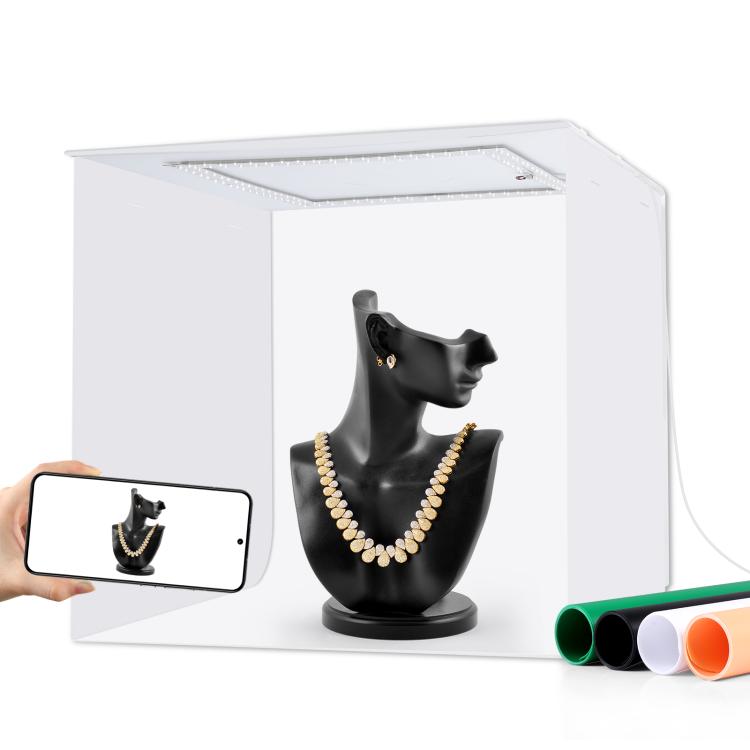 DIYLooks 40cm Folding Portable 97 CRI Photo Lighting Studio Shooting Tent Box Kit with 4 Colors Black, Orange, White, Green Backdrops DIYLooks 40cm Folding Portable 97 CRI Photo Lighting Studio Shooting Tent Box Kit with 4 Colors Black, Orange, White, Green Backdrops