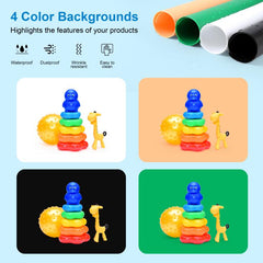 DIYLooks 40cm Folding Portable 97 CRI Photo Lighting Studio Shooting Tent Box Kit with 4 Colors Black, Orange, White, Green Backdrops