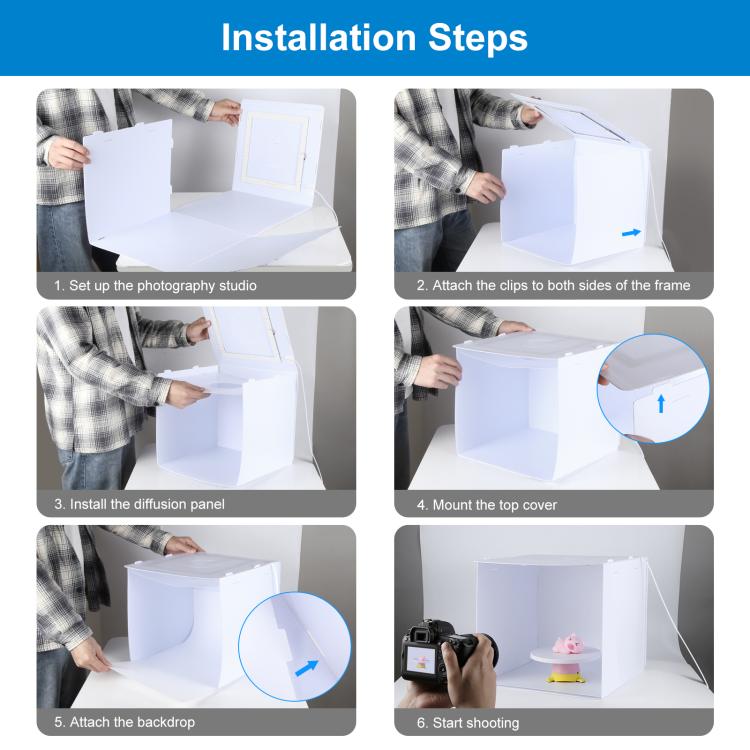 DIYLooks 40cm Folding Portable 97 CRI Photo Lighting Studio Shooting Tent Box Kit with 4 Colors Black, Orange, White, Green Backdrops DIYLooks 40cm Folding Portable 97 CRI Photo Lighting Studio Shooting Tent Box Kit with 4 Colors Black, Orange, White, Green Backdrops