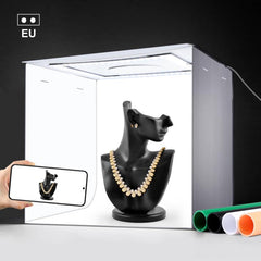 DIYLooks 40cm Folding Portable 97 CRI Photo Lighting Studio Shooting Tent Box Kit with 4 Colors Black, Orange, White, Green Backdrops