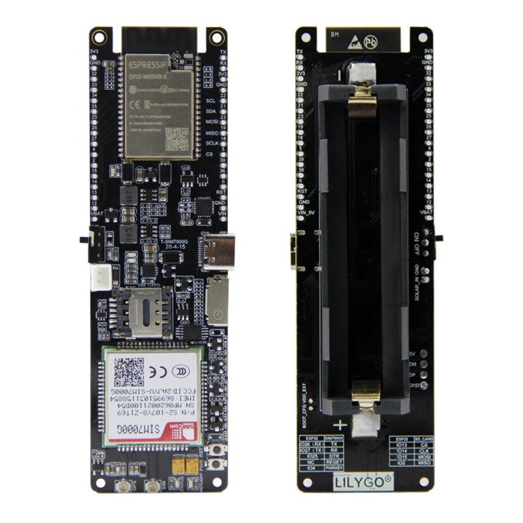 Placa de desarrollo de módulo de carga solar TTGO T-SIM7000G ESP32 WiFi Bluetooth 18560 con soporte para batería, T-SIM7000G