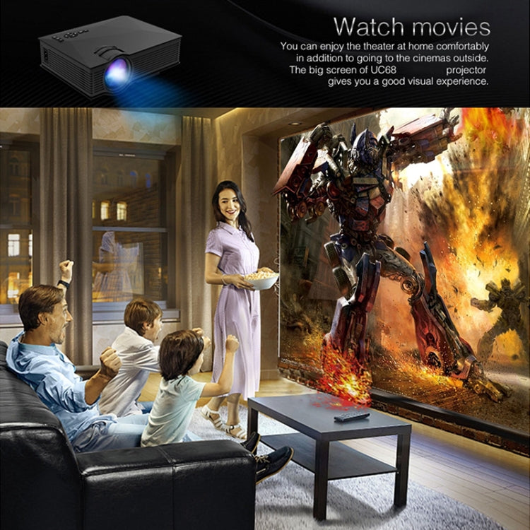 UC68 80ANSI 800x400 Home Theater Multimedia HD 1080P LED Projector,  Support USB/SD/HDMI/VGA/IR UC68 80ANSI 800x400 Home Theater Multimedia HD 1080P LED Projector,  Support USB/SD/HDMI/VGA/IR