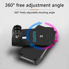 RUIGPRO - Mochila con rotación de 360 grados Rec-Mounts, soporte de abrazadera con clip y tornillo para GoPro, Insta360, DJI y otras cámaras de acción, clip de rotación de 360 grados