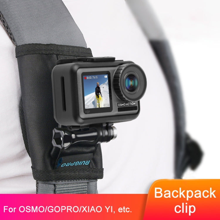 RUIGPRO - Abrazadera de sujeción con gancho y bucle para mochila Rec-Mounts con tornillo para GoPro, Insta360, DJI y otras cámaras de acción, clip de sujeción con gancho y bucle RUIGPRO - Abrazadera de sujeción con gancho y bucle para mochila Rec-Mounts con tornillo para GoPro, Insta360, DJI y otras cámaras de acción, clip de sujeción con gancho y bucle
