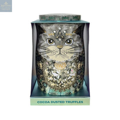Diamond snow cat tin of assorted flavoured cocoa dusted truffles
