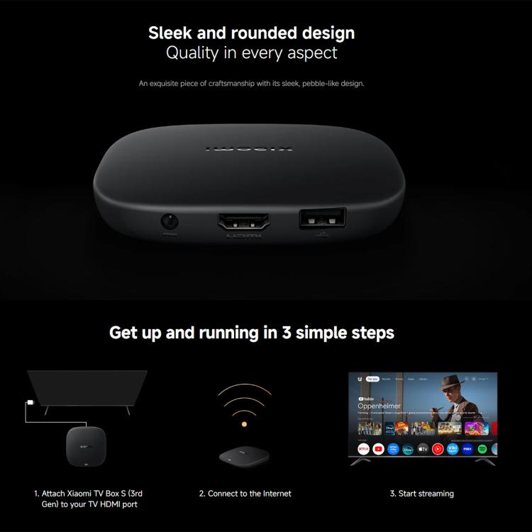 Xiaomi TV Box S 3rd Gen 4K Ultra HD Google TV Smart TV Box Media Player, Quad-Core, 2GB+32GB, Global Version Xiaomi TV Box S 3rd Gen 4K Ultra HD Google TV Smart TV Box Media Player, Quad-Core, 2GB+32GB, Global Version