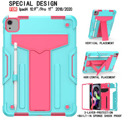 T-shaped Bracket Contrast Color Shockproof PC + Silicone Protective Case, For iPad Air 2022 / 2020 10.9 / iPad Pro 11, For Samsung Galaxy Tab A7 10.4 (2020)