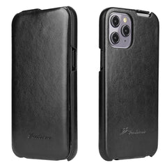 Fierre Shann - Funda de piel sintética con tapa vertical con textura de cera de aceite retro para iPhone 12 mini, iPhone 12/12 Pro, iPhone 12 Pro Max