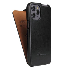 Fierre Shann - Funda de piel sintética con tapa vertical con textura de cera de aceite retro para iPhone 12 mini, iPhone 12/12 Pro, iPhone 12 Pro Max