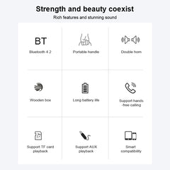 D10 Bluetooth 4.2 Portable Wooden Handheld Bluetooth Speaker, D10(Red Wood Texture)