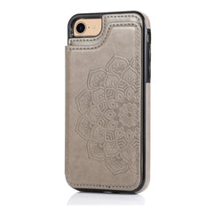 PU+TPU-Schutzhülle mit Doppelschnalle und Mandala-Muster, mit Kartenfächern & Halter & Bilderrahmen, für iPhone SE 2022 / SE 2020 / 8 / 7, für iPhone 7 Plus / 8 Plus, für iPhone X / XS, für iPhone XR, für iPhone XS Max, für iPhone 11