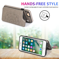 PU+TPU-Schutzhülle mit Doppelschnalle und Mandala-Muster, mit Kartenfächern & Halter & Bilderrahmen, für iPhone SE 2022 / SE 2020 / 8 / 7, für iPhone 7 Plus / 8 Plus, für iPhone X / XS, für iPhone XR, für iPhone XS Max, für iPhone 11