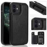 Butterflies Flowers Double Buckle PU + TPU Protective Case with Holder & Card Slots & Photo Frame, For iPhone 12 mini, For iPhone 12 / 12 Pro