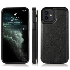 Butterflies Flowers Double Buckle PU + TPU Protective Case with Holder & Card Slots & Photo Frame, For iPhone 12 mini, For iPhone 12 / 12 Pro