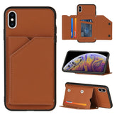 Skin Feel PU + TPU + PC Back Cover Shockproof Case with Card Slots & Holder & Photo Frame