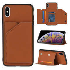 Skin Feel PU + TPU + PC Back Cover Shockproof Case with Card Slots & Holder & Photo Frame