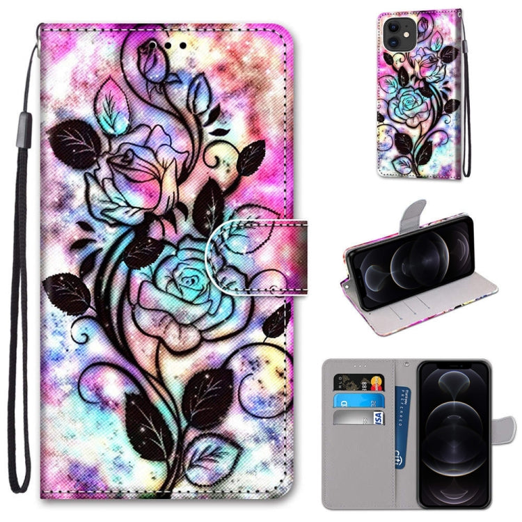 Coloured Drawing Cross Texture Horizontal Flip PU Leather Case with Holder & Card Slots & Wallet & Lanyard, For iPhone 12 / 12 Pro Coloured Drawing Cross Texture Horizontal Flip PU Leather Case with Holder & Card Slots & Wallet & Lanyard, For iPhone 12 / 12 Pro