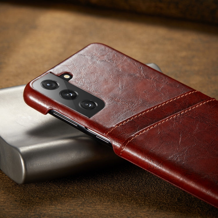 Fierre Shann Oil Wax Texture Leather Back Cover Case, For Samsung Galaxy S21 5G, For Samsung Galaxy S21+ 5G, For Samsung Galaxy S21 Ultra 5G Fierre Shann Oil Wax Texture Leather Back Cover Case, For Samsung Galaxy S21 5G, For Samsung Galaxy S21+ 5G, For Samsung Galaxy S21 Ultra 5G