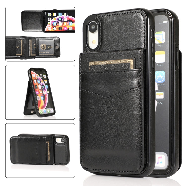 Solid Color PC + TPU Protective Case with Holder & Card Slots, For iPhone XR, For iPhone XS Max, For iPhone 11, For iPhone 11 Pro