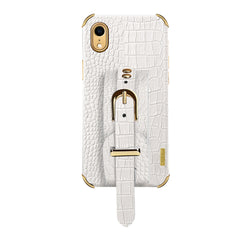 Electroplated TPU Crocodile Pattern Leather Case with Wrist Strap, For iPhone XR, For iPhone XS Max, For iPhone 11, For iPhone 11 Pro