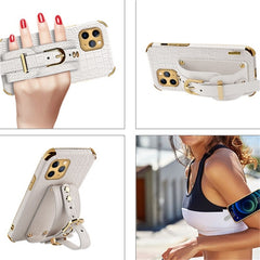 Electroplated TPU Crocodile Pattern Leather Case with Wrist Strap, For iPhone 11 Pro Max, For iPhone 12 mini, For iPhone 12, For iPhone 12 Pro