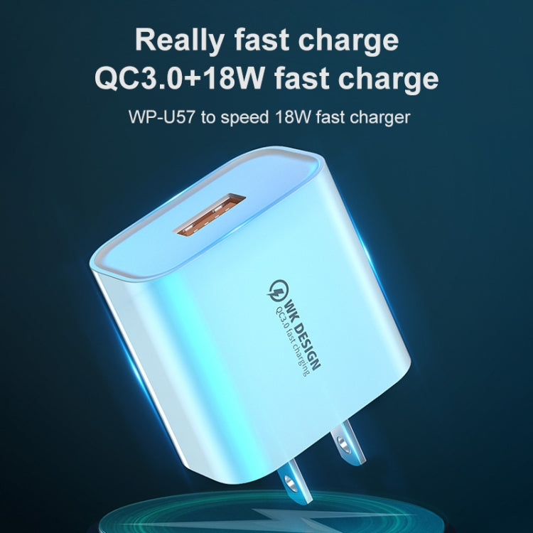 WK WP-U57 18W Speed QC3.0 Schnellladegerät + USB auf Typ-C / USB-C Datenkabel, US-Stecker, EU-Stecker, UK-Stecker WK WP-U57 18W Speed QC3.0 Schnellladegerät + USB auf Typ-C / USB-C Datenkabel, US-Stecker, EU-Stecker, UK-Stecker