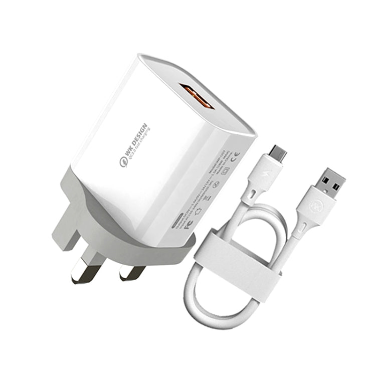 WK WP-U57 18W Speed QC3.0 Schnellladegerät + USB auf Typ-C / USB-C Datenkabel, US-Stecker, EU-Stecker, UK-Stecker WK WP-U57 18W Speed QC3.0 Schnellladegerät + USB auf Typ-C / USB-C Datenkabel, US-Stecker, EU-Stecker, UK-Stecker