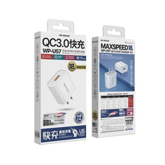 WK WP-U57 Max 18 W Maxspeed QC3.0 Schnellladegerät + USB-auf-Micro-USB-Datenkabel, US-Stecker, EU-Stecker, UK-Stecker