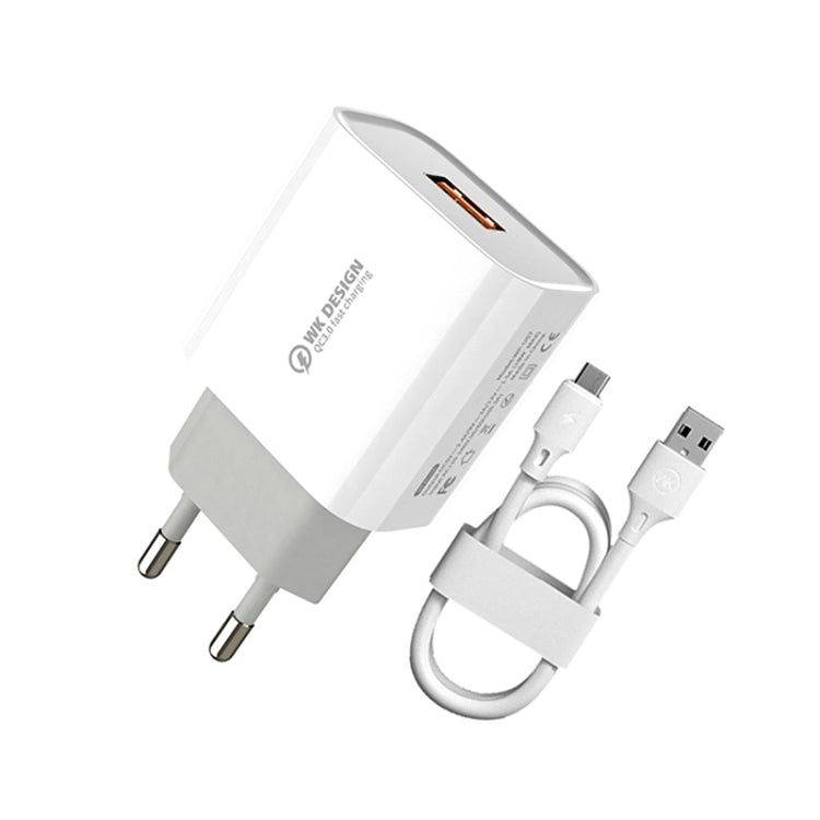 WK WP-U57 Max 18 W Maxspeed QC3.0 Schnellladegerät + USB-auf-Micro-USB-Datenkabel, US-Stecker, EU-Stecker, UK-Stecker WK WP-U57 Max 18 W Maxspeed QC3.0 Schnellladegerät + USB-auf-Micro-USB-Datenkabel, US-Stecker, EU-Stecker, UK-Stecker