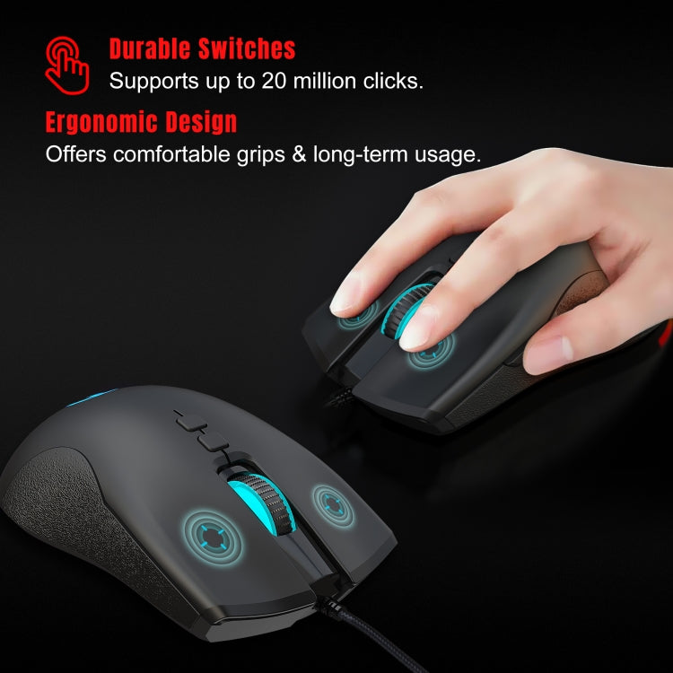 Ratón mecánico para juegos con cable y luz RGB de 7 teclas y 6400 ppp HXSJ A883 Ratón mecánico para juegos con cable y luz RGB de 7 teclas y 6400 ppp HXSJ A883