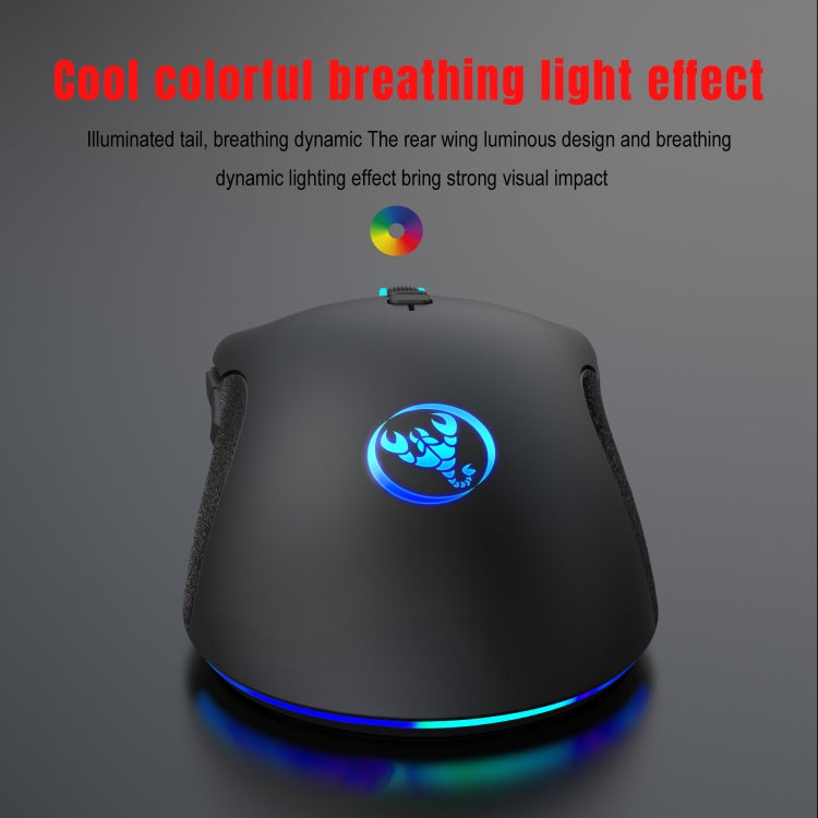 Ratón mecánico para juegos con cable y luz RGB de 7 teclas y 6400 ppp HXSJ A883 Ratón mecánico para juegos con cable y luz RGB de 7 teclas y 6400 ppp HXSJ A883