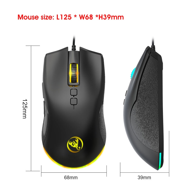 Ratón mecánico para juegos con cable y luz RGB de 7 teclas y 6400 ppp HXSJ A883 Ratón mecánico para juegos con cable y luz RGB de 7 teclas y 6400 ppp HXSJ A883