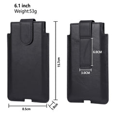 Universal Cow Leather Vertical Mobile Phone Leather Case Waist Bag For 6.1 inch and Below Phones, For 6.1 inch and Below Phones