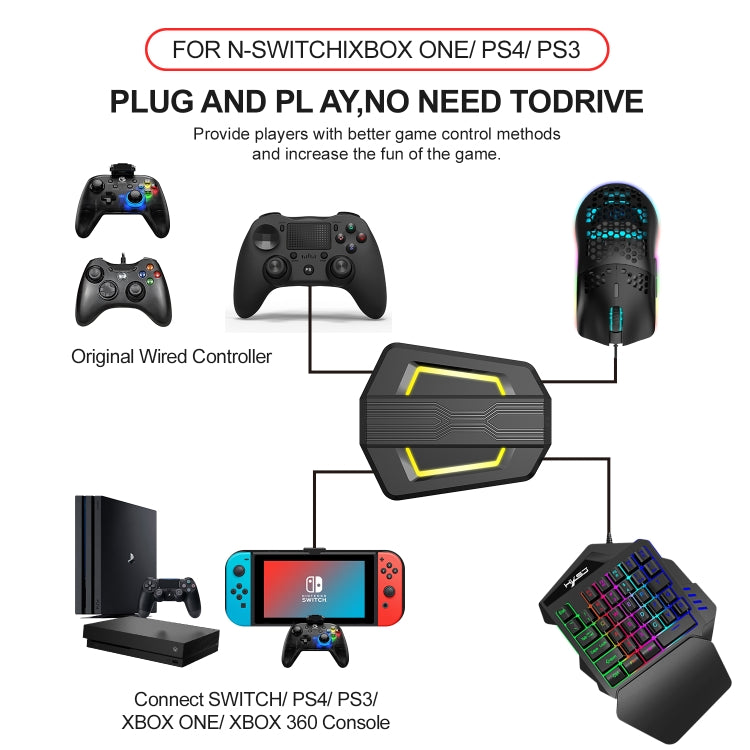 HXSJ P6+V100+J900 Keyboard Mouse Converter + One-handed Keyboard + Gaming Mouse Set, P6+V100+J900 HXSJ P6+V100+J900 Keyboard Mouse Converter + One-handed Keyboard + Gaming Mouse Set, P6+V100+J900
