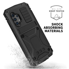 R-JUST Funda protectora de metal y silicona resistente al agua, a los golpes y al polvo con soporte para Samsung Galaxy A32 4G y Samsung Galaxy A32 5G