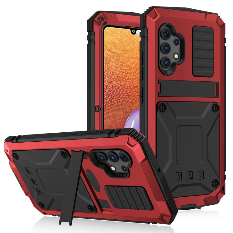 R-JUST Funda protectora de metal y silicona resistente al agua, a los golpes y al polvo con soporte para Samsung Galaxy A32 4G y Samsung Galaxy A32 5G R-JUST Funda protectora de metal y silicona resistente al agua, a los golpes y al polvo con soporte para Samsung Galaxy A32 4G y Samsung Galaxy A32 5G
