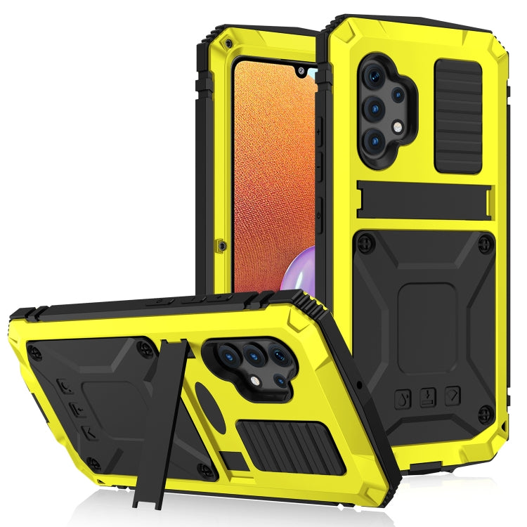 R-JUST Funda protectora de metal y silicona resistente al agua, a los golpes y al polvo con soporte para Samsung Galaxy A32 4G y Samsung Galaxy A32 5G R-JUST Funda protectora de metal y silicona resistente al agua, a los golpes y al polvo con soporte para Samsung Galaxy A32 4G y Samsung Galaxy A32 5G