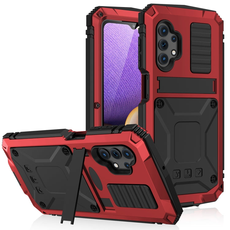 R-JUST Funda protectora de metal y silicona resistente al agua, a los golpes y al polvo con soporte para Samsung Galaxy A32 4G y Samsung Galaxy A32 5G R-JUST Funda protectora de metal y silicona resistente al agua, a los golpes y al polvo con soporte para Samsung Galaxy A32 4G y Samsung Galaxy A32 5G