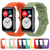 For Huwei Watch Fit Protective Silicone Case + Silicone Watchband Kit