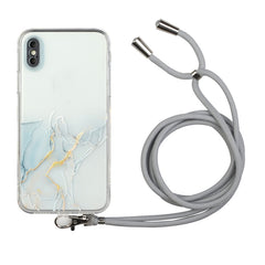 Hollow Marble Pattern TPU Shockproof Protective Case with Neck Strap Rope, For iPhone XS / X, For iPhone XR, For iPhone XS Max, For iPhone 11