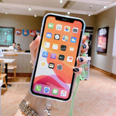 Funda protectora a prueba de golpes de TPU con patrón de mármol hueco y correa para el cuello, para iPhone 12 mini, para iPhone 12 Pro, para iPhone 12 Pro Max