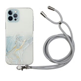 Hollow Marble Pattern TPU Shockproof Protective Case with Neck Strap Rope, For iPhone 12 Pro Max