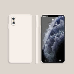 Einfarbige, imitierte, flüssige Silikonhülle mit geraden Kanten, sturzsichere, vollständige Abdeckung, für iPhone 11 Pro Max, für iPhone 12 Mini, für iPhone 12