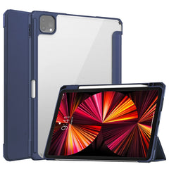 Funda abatible horizontal de acrílico TPU + cuero PU con tres pliegues, con soporte, ranura para bolígrafo y función de suspensión/activación, para iPad Pro 11 (2021/2020/2018)