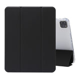 Three-folding Electric Pressed Skin Texture Horizontal Flip Shockproof Transparent TPU + PU Leather Case with Holder & Pen Slot & Sleep / Wake-up Function