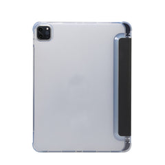 Funda de piel sintética transparente con tapa horizontal, tres pliegues, con textura de piel prensada eléctrica, a prueba de golpes, con soporte, ranura para bolígrafo y función de suspensión/activación, para iPad Pro 11 (2021)