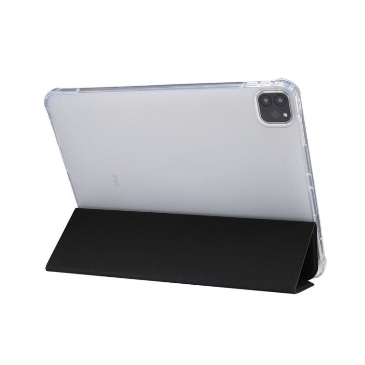 Funda de piel sintética transparente con tapa horizontal, tres pliegues, con textura de piel prensada eléctrica, a prueba de golpes, con soporte, ranura para bolígrafo y función de suspensión/activación, para iPad Pro 11 (2021) Funda de piel sintética transparente con tapa horizontal, tres pliegues, con textura de piel prensada eléctrica, a prueba de golpes, con soporte, ranura para bolígrafo y función de suspensión/activación, para iPad Pro 11 (2021)
